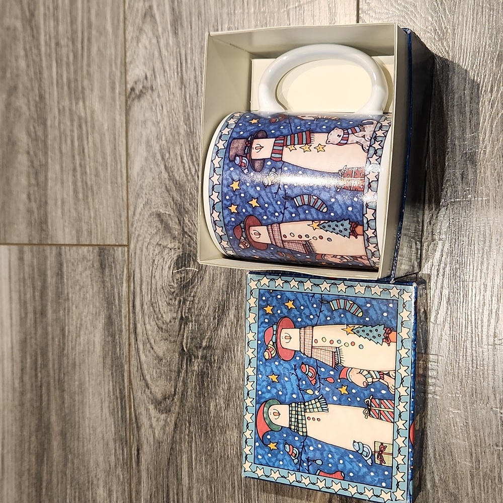 NWT 1998 Lang & Wise Collectibles Coffee/Tea Mug Snowman & Dogs